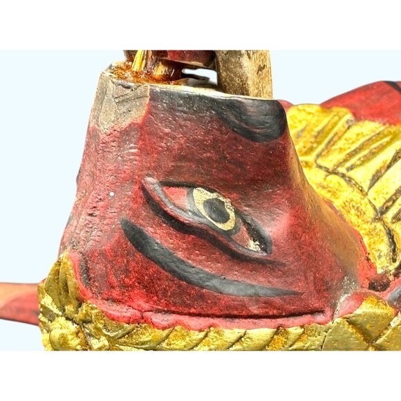 Hand-Carved Vintage Flying Elephant Figurine With Painted Wings & Trunk Detail - Picture 12 of 16